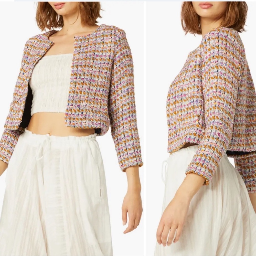 NWT MISA Los Angeles Rachel Tweed Metallic Bolero Jacket size xs